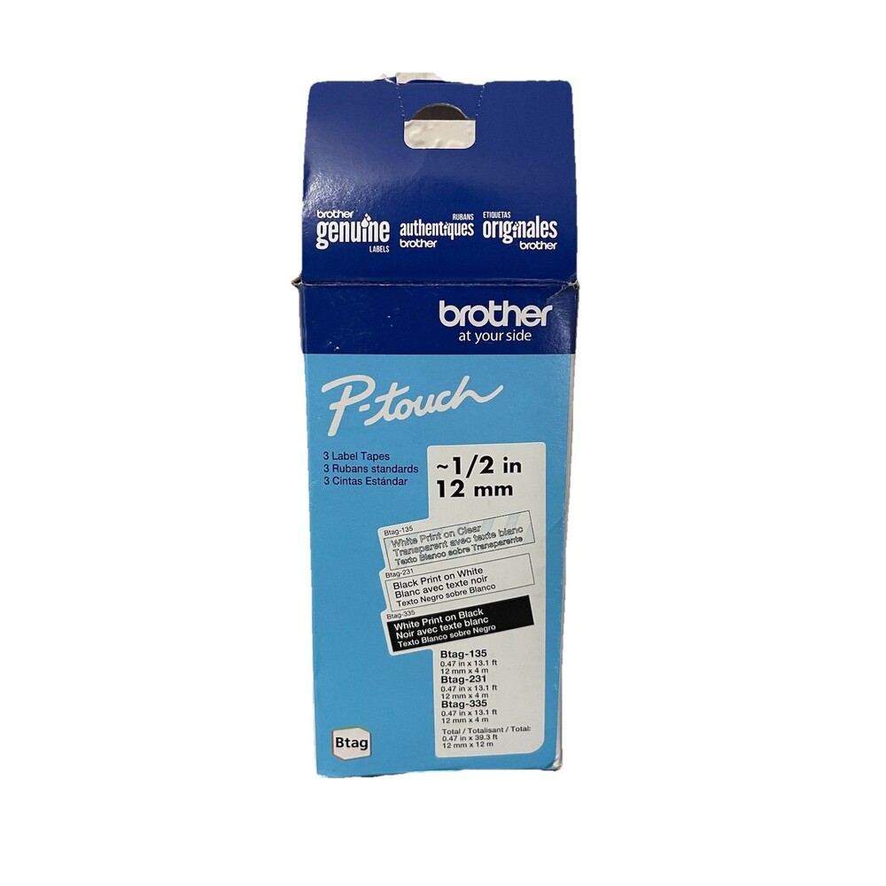 Genuine P-touch Btag label tapes (BTAG3M01) 12mm 1/2 Inch Open Box